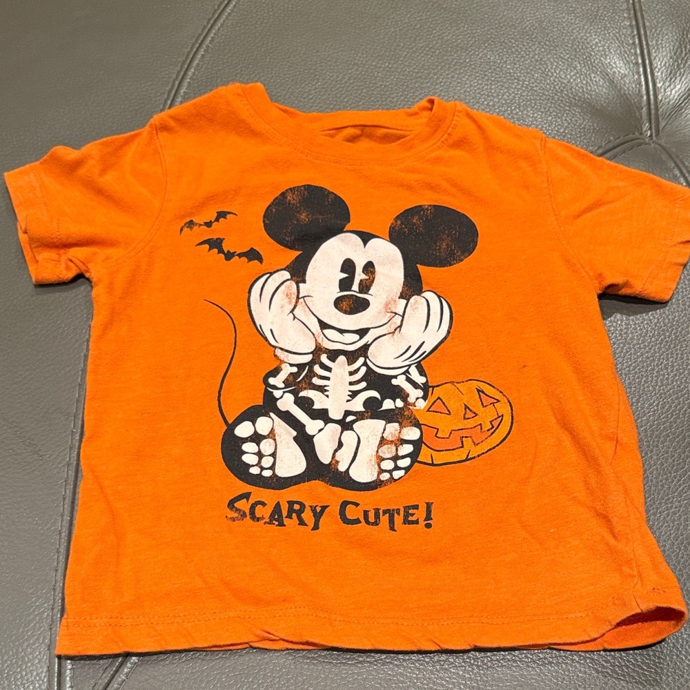 3T Disney Orange Halloween Mickey Mouse T-Shirt